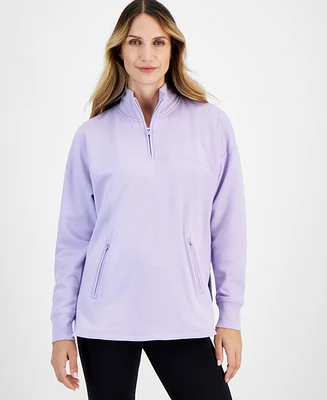 Id Ideology Women's Stand Collar Quarter-Zip Long-Sleeve Top