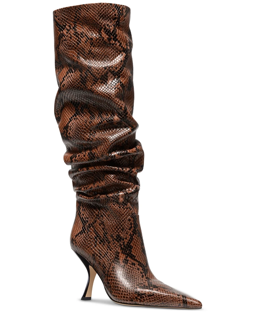 Michael Kors Women's Luna Leather Snake Knee High Slouch Boots