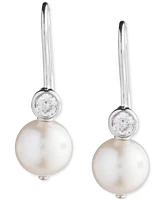 Lauren Ralph Lauren Sterling Silver Cubic Zirconia & Freshwater Pearl Drop Earrings