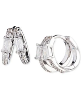 Lauren Ralph Lauren Sterling Silver Small Mixed-Cut Cubic Zirconia Split-Hoop Earrings, 0.55"