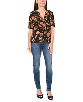Sam & Jess Petite Puff-Sleeve V-Neck Blouse