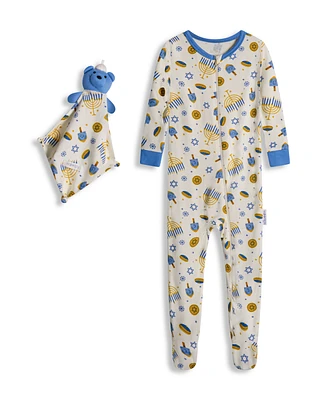 Max & Olivia Baby Boys or Girls Snug Fit Hanukkah Coverall 2-Piece Pajama Set