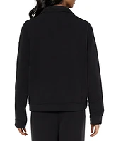 Three Dots Women's Kendra Collared V-Neck Long-Sleeve Top