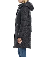 Vince Camuto Women's Single-Breasted Cire Mid-Length Fitted Puffer Coat