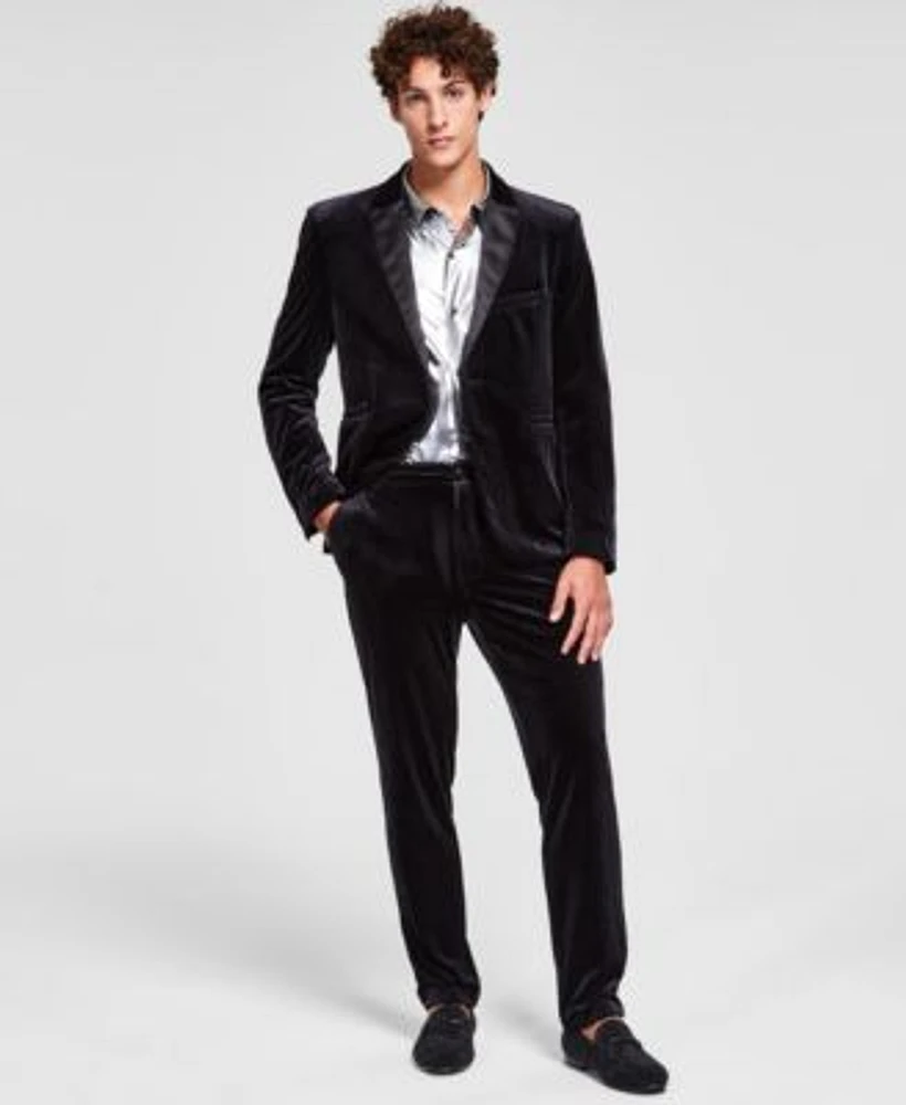 Tinsel Mens Regular Fit Velvet Suit Separates