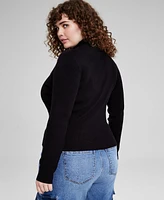 And Now This Trendy Plus Mock Neck Ribbed Sweater, Created for Macy's