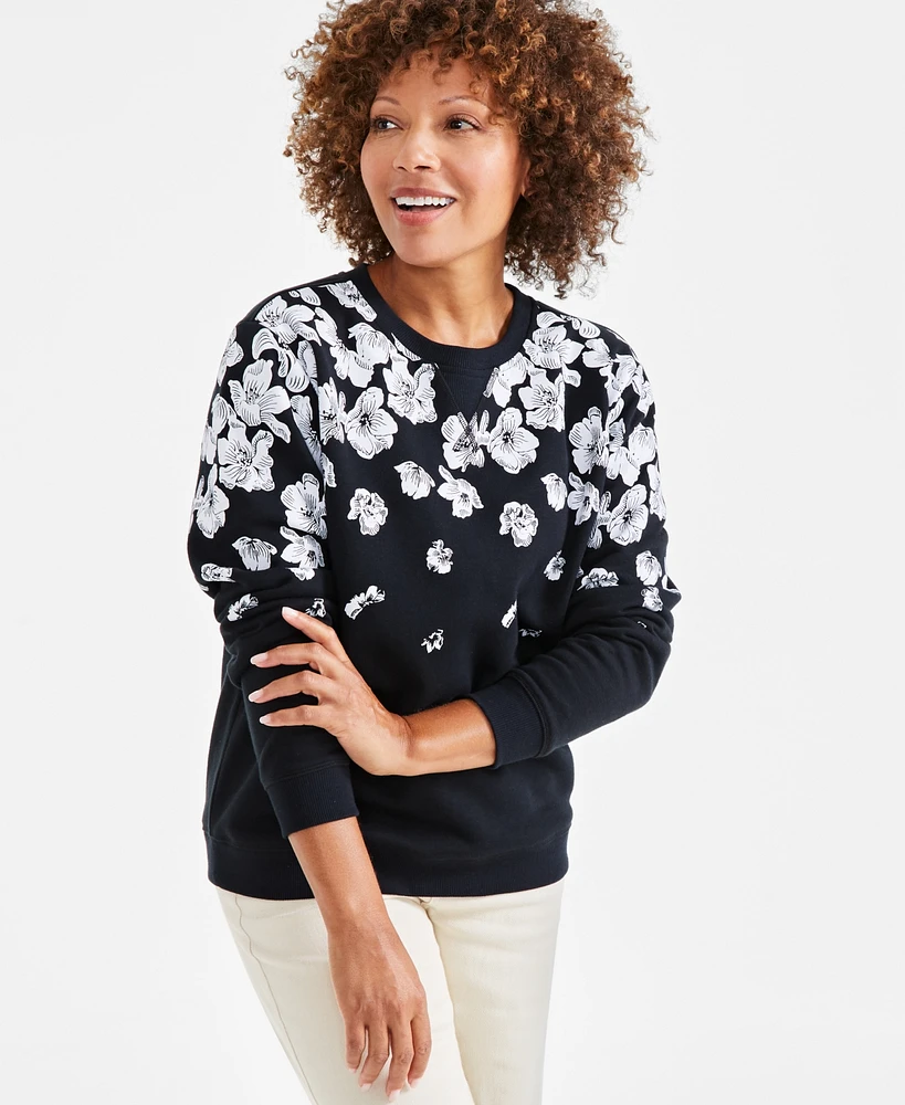 Style & Co Women's Printed Fleece Sweatshirt, Created for Macy's