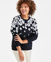 Style & Co Women's Printed Fleece Sweatshirt, Created for Macy's