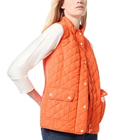 Jones New York Women's Quilted Patch Pocket Vest with Snaps Zipper