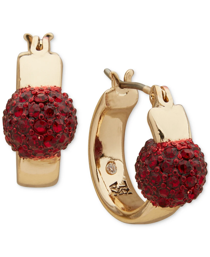 Karl Lagerfeld Paris Extra-Small Pave Fireball Hoop Earrings, 0.44"