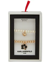 Karl Lagerfeld Paris 2-Pc. Set Orchid Charm Beaded Stretch Bracelets