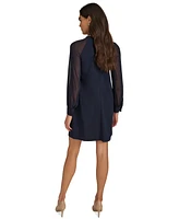 Calvin Klein Women's Crepe Chiffon-Sleeve Shift Dress