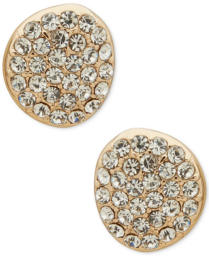 Anne Klein Gold-Tone Pave Pebble Stud Earrings