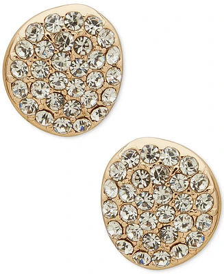 Anne Klein Gold-Tone Pave Pebble Stud Earrings