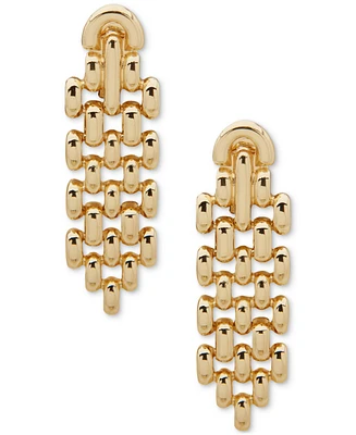 Anne Klein Gold-Tone Mesh Link Clip-On Drop Earrings