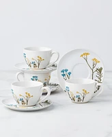 Lenox Wildflowers Teacup & Saucer Set, Service for 4