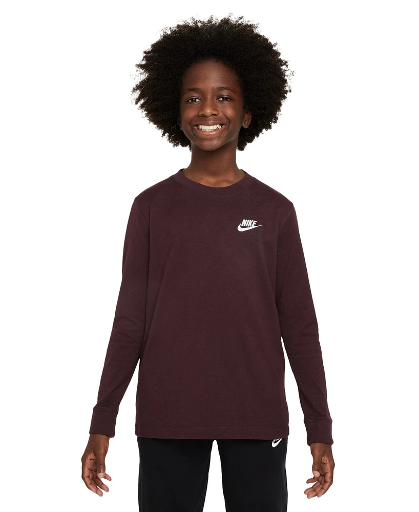 Nike Big Kids Sportswear Logo Embroidered Long-Sleeve T-Shirt