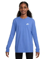 Nike Big Kids Sportswear Logo Embroidered Long-Sleeve T-Shirt