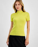 Bar Iii Women's Ribbed Cap-Sleeve Sweater, Exclusively at Macy's