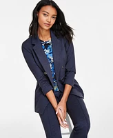 Bar Iii Women's Faux-Double-Breasted Compression-Denim Blazer, Exclusively at Macy's