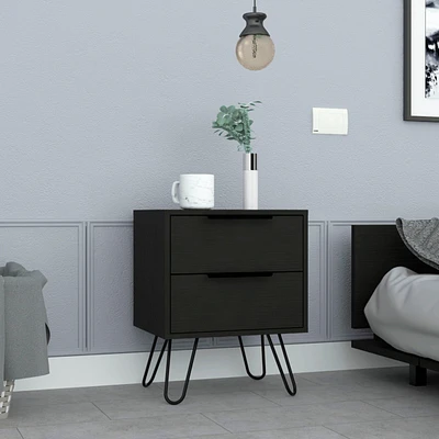 Depot E-shop Begonia 2 Nightstand, Hairpin Legs, Two Drawers