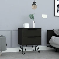 Depot E-shop Begonia 2 Nightstand, Hairpin Legs, Two Drawers