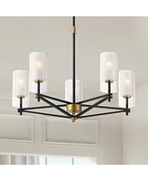 Possini Euro Design Nyack 25" Modern Pendant Chandelier Ceiling Light Fixture Dining Room Over Table Kitchen Island Foyer Open Frame Hanging 5-Light B