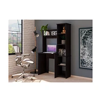 Depot E-shop Aramis Desk, Five Shelves, Two Superior Shelves, Light Gray