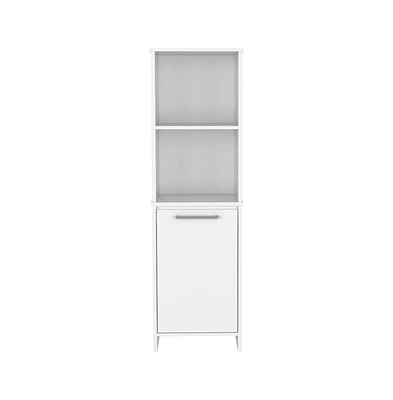 Depot E-Shop Romulo Kitchen Pantry, Two External Shelves, Single Door Cabinet, Two Interior Shelves, White