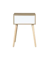 Slickblue Side Table with 1 Drawer and Rubber Wood Legs for Stylish Functionality