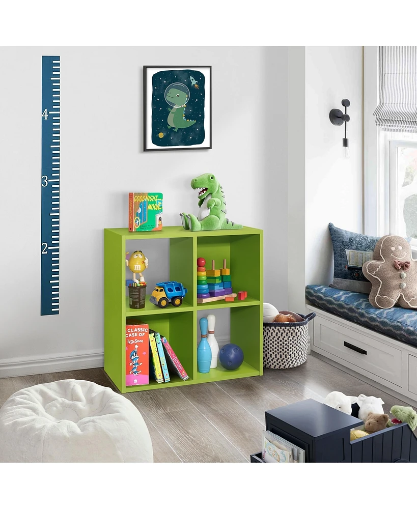 Kings Brand Furniture 4-Cube Children's Bookcase, Kids Toy Storage Shelf Organizer for Playroom, Bedroom, Nursery School