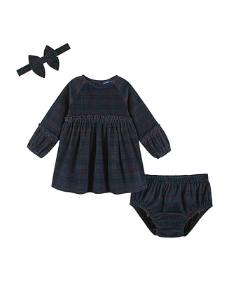 Andy & Evan Baby Girls Red Plaid Stretch Cord Ruffle Dress Bloomer Set