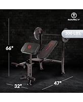 Marcy Pro Home Gym Standard Weight Training Bench with 80 Pound Weight Set