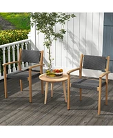 Gymax Stackable Dining Chair Set of 4 w/ Breathable Backrest Adjustable Foot Pads