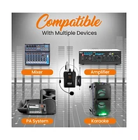 Pyle Uhf Wireless Microphone System Kit, Includes Headset Mic, Lavalier Mic & Beltpack Transmitter