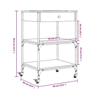 vidaXL Kitchen Trolley Black 23.6"x18.9"x35.2" Engineered Wood