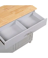 Slickblue Rolling Kitchen Island with Storage: Rubber Wood Top, Spacious Drawer Divider, Internal Storage Rack