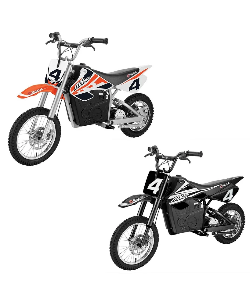 Razor MX650 Dirt Rocket Ride On Electric Motocross Dirt Bike, 1 Orange & 1 Black