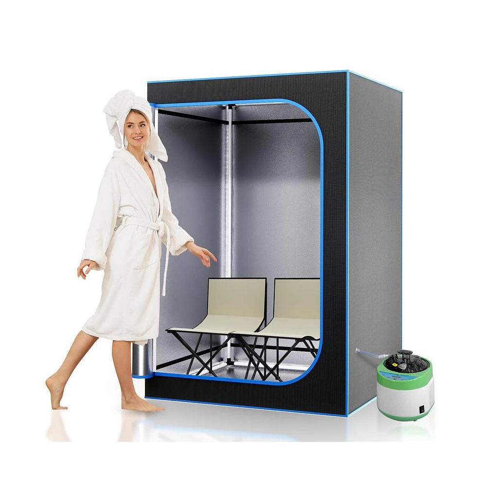 SereneLife Compact & Portable Steam Sauna With Two Foldable Chairs