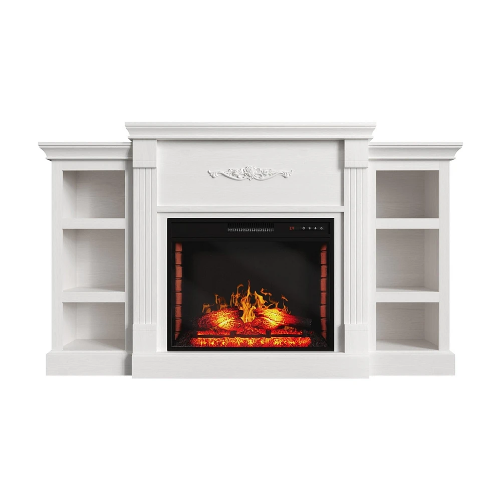 Mondawe 70" Tv Stand with 28" Fireplace - 99lb Top, Remote, 4 Flame, 5000 Btu Heat, Timer & Safety