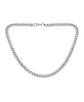 Bling Jewelry Urban Biker Jewelry Men Women Solid Curb Link Chain Necklace Stainless Steel 7MM