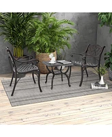 Gymax 21'' Cast Aluminum Outdoor Side Table Patio Square Coffee Table w/ Storage Shelf