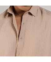 Campus Sutra Men's Beige Textured Interweave Shirt