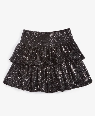 With Jules Big Girls Tiered Ruffled Sequin Skirt