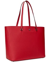 Lauren Ralph Karly Crosshatch Leather Large Tote