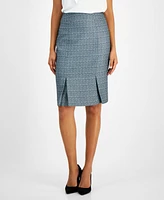 Kasper Women's Pleated Slim-Fit Tweed Pencil Skirt