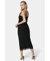 bebe Women's Women' s Power Mesh Maxi Slip Dress