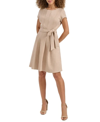 kensie Women's Faux-Suede Fit & Flare Dress