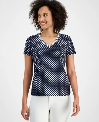 Nautica Jeans Women's Rivera Polka-Dot V-Neck Top