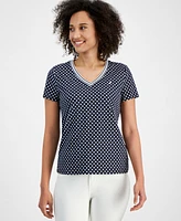 Nautica Jeans Women's Rivera Polka-Dot V-Neck Top